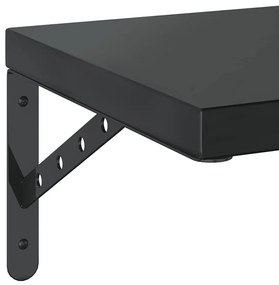 2 db fekete rozsdamentes acél fali polc 50 x 30 cm