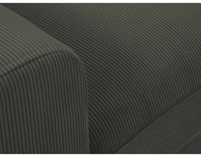 Fekete kordbársony kinyitható tárolóhelyes sarokkanapé (jobb oldali-heverő résszel) Kyoto – Cosmopolitan Design