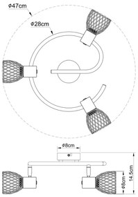 Globo 54817-3 - Spotlámpa ISABELLE 3xE14/40W/230V