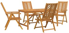 vidaXL Kert étkező szett 5 pcs Barna Tömör Akácfa