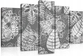 Vászonkép 100x60 Moduláris poliptych keret nélkül virágos szürke absztrakt