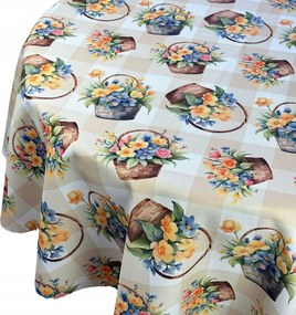 Abrosz Foltálló Húsvéti Tavaszi Kosár Bézs Virágok Kör átm. 140 cm