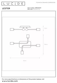 Lucide 21118/04/02 - Felületre szerelhető csillár LESTER 4xE27/40W/230V aranyszínű