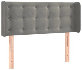 világosszürke bársony LED-es fejtámla 93 x 16 x 78/88 cm