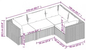 vidaXL 4 részes fekete polyrattan kerti ülőgarnitúra párnákkal