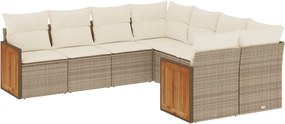 vidaXL 8 részes bézs polyrattan kerti ülőgarnitúra párnával