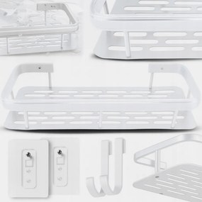 Fürdőszobai Polc Öntapadós Függő Loft Fali Zuhany Fém 30cm