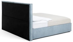 Kék kárpitozott ágyneműtartós franciaágy ágyráccsal 180x200 cm Thessa Bold – Bonami Selection