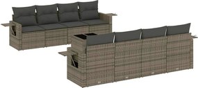 vidaXL 9 részes világosszürke polyrattan kerti ülőgarnitúra párnával