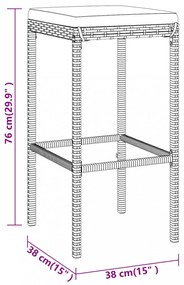 9 részes szürke polyrattan kerti bárszett párnával