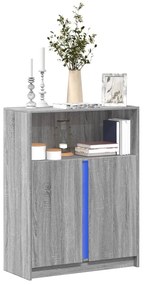 szürke sonoma szerelt fa tálalószekrény LED-del 77x34x100 cm