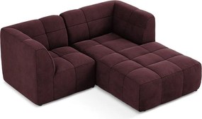 Borvörös bársony sarokkanapé (jobb oldali-heverő résszel) Aloha – Makamii