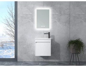 Zamora White fürdőszoba szekrény mosdóval és LED-es tükörrel