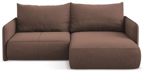 Rózsaszín kinyitható-tárolóhelyes sarokkanapé (jobb oldali) Nanea – Makamii