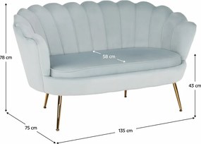 Pad Art-deco stílusban, szürke-kék Velvet anyag/gold chróm-arany, NOBLIN