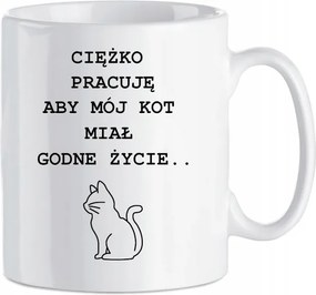 Vicces bögre Macskáknak Keményen dolgozom 330 ml