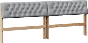 vidaXL Kárpitozott fejtámla Világosszürke 200 cm Tömör fenyőfa