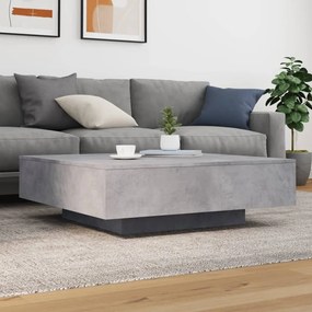 Betonszürke dohányzóasztal LED-lámpákkal 100 x 100 x 31 cm