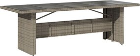 vidaXL szürke polyrattan üveglapos kerti asztal 240 x 90 x 75 cm