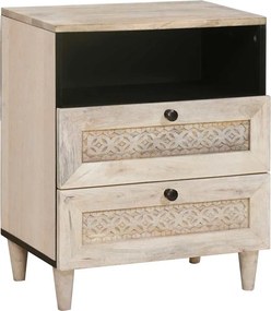 vidaXL Éjjeliszekrény fiókkal Bézs 50 x 33 x 62 cm Tömör akácfa
