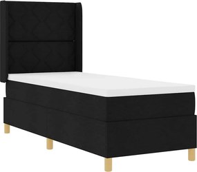 vidaXL Boxrugós ágy matracmal fejtámlával Fekete 140 x 200 cm szövet