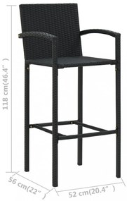 4 db fekete polyrattan bárszék