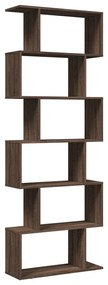 6 szintes barna tölgy fa elválasztó könyvespolc 70x24x193 cm