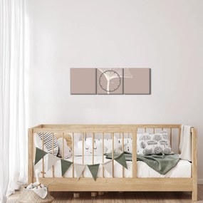 Kép - Bézs színű levelek N⁰5 (órával) (90x30 cm)