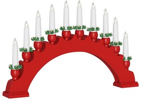 Karácsonyi gyertyatartó ív 10 LED gyertyával Piros