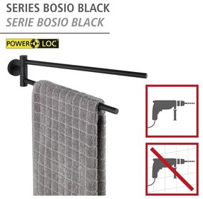 Matt fekete öntapadós rozsdamentes acél törölközőtartó Bosio – Wenko