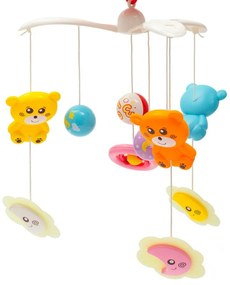 Baby Mix körhinta a kiságy felett fényvetítővel,piros színben
