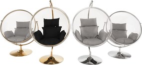 Függő fotel állvánnyal, átlátszó/ezüst/szürke, BUBBLE NEW TYP 2