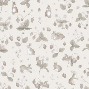 Holden Decor Adventure Awaits Bunnies & Berries szürke állatos papír tapéta – 14143