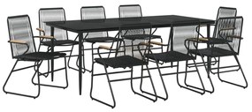 vidaXL 9 részes fekete PVC rattan kerti étkezőgarnitúra