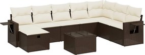 vidaXL 9 részes barna polyrattan kerti ülőgarnitúra párnákkal