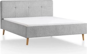 Világosszürke kárpitozott franciaágy ágyrács nélkül 180x200 cm Smart – Meise Möbel