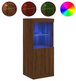 barna tölgy színű tálalószekrény LED-ekkel 41 x 37 x 100 cm