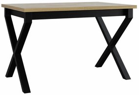 Asztal Victorville 300Fekete, Sonoma tölgy, 75x80x140cm, Hosszabbíthatóság, Laminált forgácslap, Fém