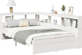 vidaXL fehér tömör fenyőfa könyvespolcos ágy matrac nélkül 90 x 190 cm