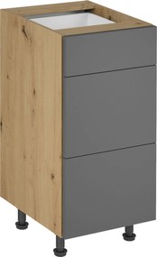 Alsó szekrény, artisan tölgy/szürke matt, LANGEN D40S3 P
