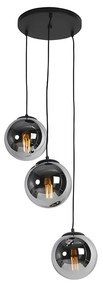 Art Deco függőlámpa fekete füstüveggel 3-lámpás - Pallon