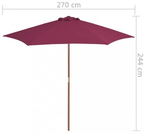 bordó kültéri napernyő farúddal 270 cm