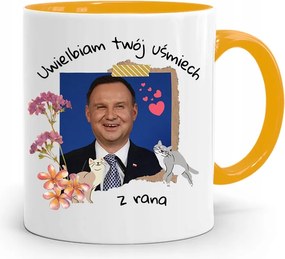 Duda András Sárga Elnöki Bögre Nyomtatott Mintával