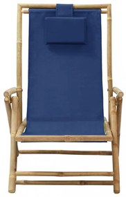 matrózkék bambusz és szövet dönthető pihenőszék