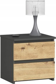 Éjjeliszekrény CL2 grafit szürke-artisan dohányzóasztal 40cm 2fiókos Akd