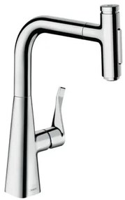 Mosogató csaptelep Hansgrohe Metris kihúzható zuhannyal, 2 áram króm 73817000