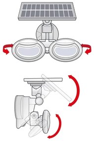 LED Napelemes reflektor érzékelővel 2xLED/4W/5V IP65