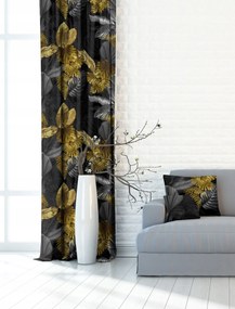 Velvet Függöny Szett 145x180,ARANY Levelek 3D