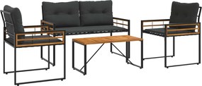 vidaXL Kültéri Bútor Szett párnával 4 pcs Tompa szürke