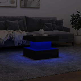fekete dohányzóasztal LED-lámpákkal 50 x 50 x 40 cm